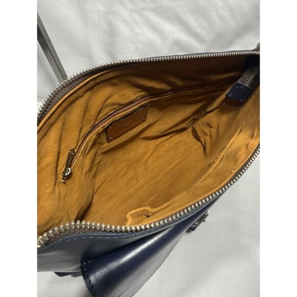 PATRICIA NASH Kirby leather front pocket vintage large crossbody NAVY EUC - Picture 8 of 14